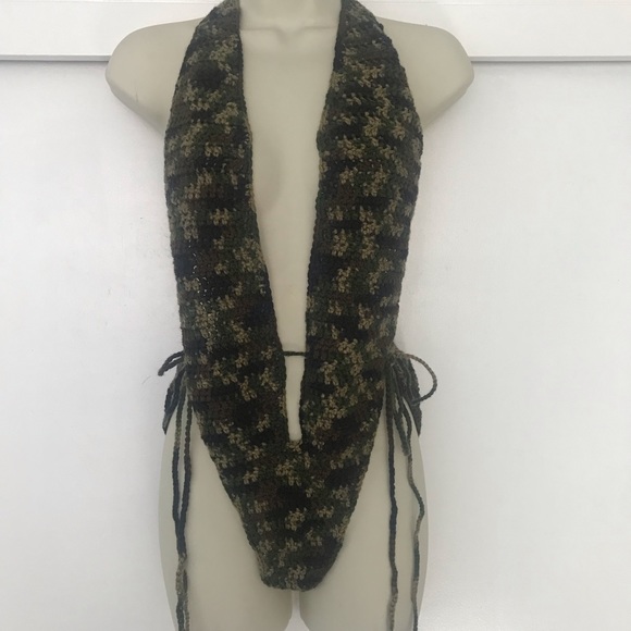 Green Camouflaged Army Fatigue crochet swimsuit - Picture 7 of 7